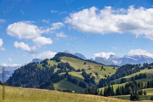 View of the Dolomites near Ortesei St Ulrich, South Tyrol, Italy