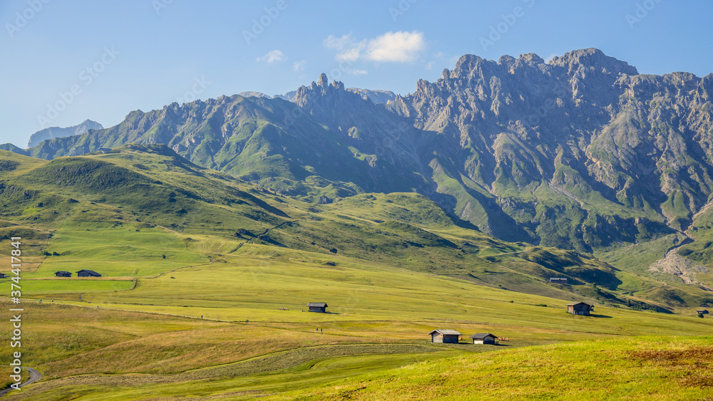 FIE ALLO SCILIAR, SOUTH TYROL/ITALY - AUGUST 8 : View of the countryside near Fie allo Sciliar, South Tyrol, Italy on August 8, 2020