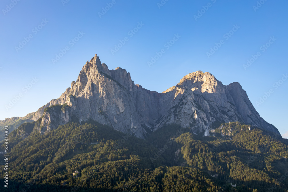 View of Sciliar mountain Dolomites, South Tyrol, Italy