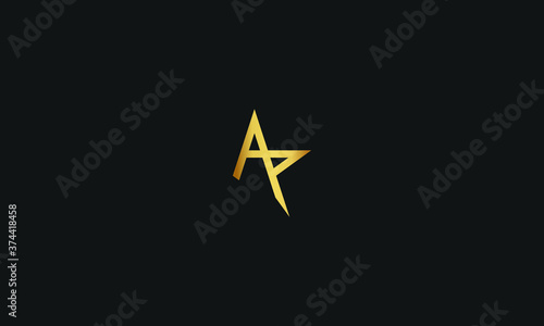 A, P, AP Letter with Star Logo Template vector icon illustration design. Modern Star logo in elegant style with Black Background.