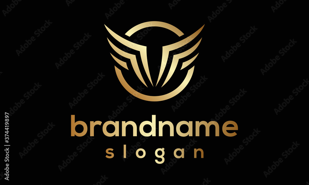 Gold wing logo design vector
