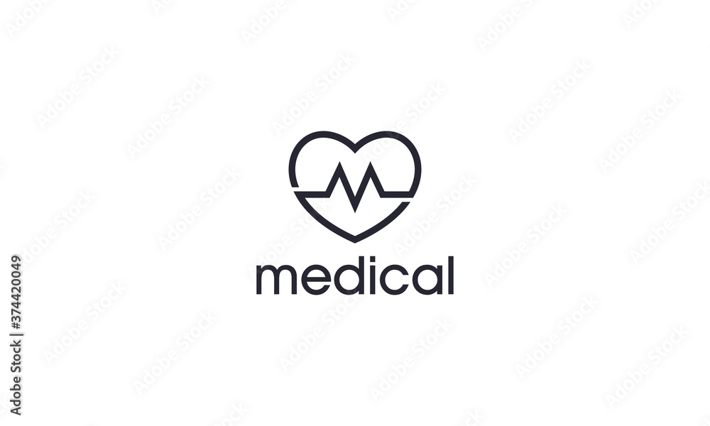 Creative and simple heartbeat with love symbol for medical, healthcare and science logo design vector Creative and simple heartbeat with love symbol for medical, healthcare and science logo design vector