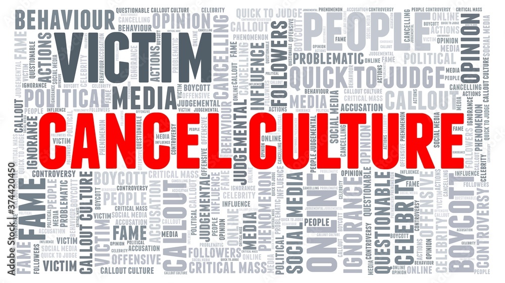 Cancel culture vector illustration word cloud isolated on a white background.
