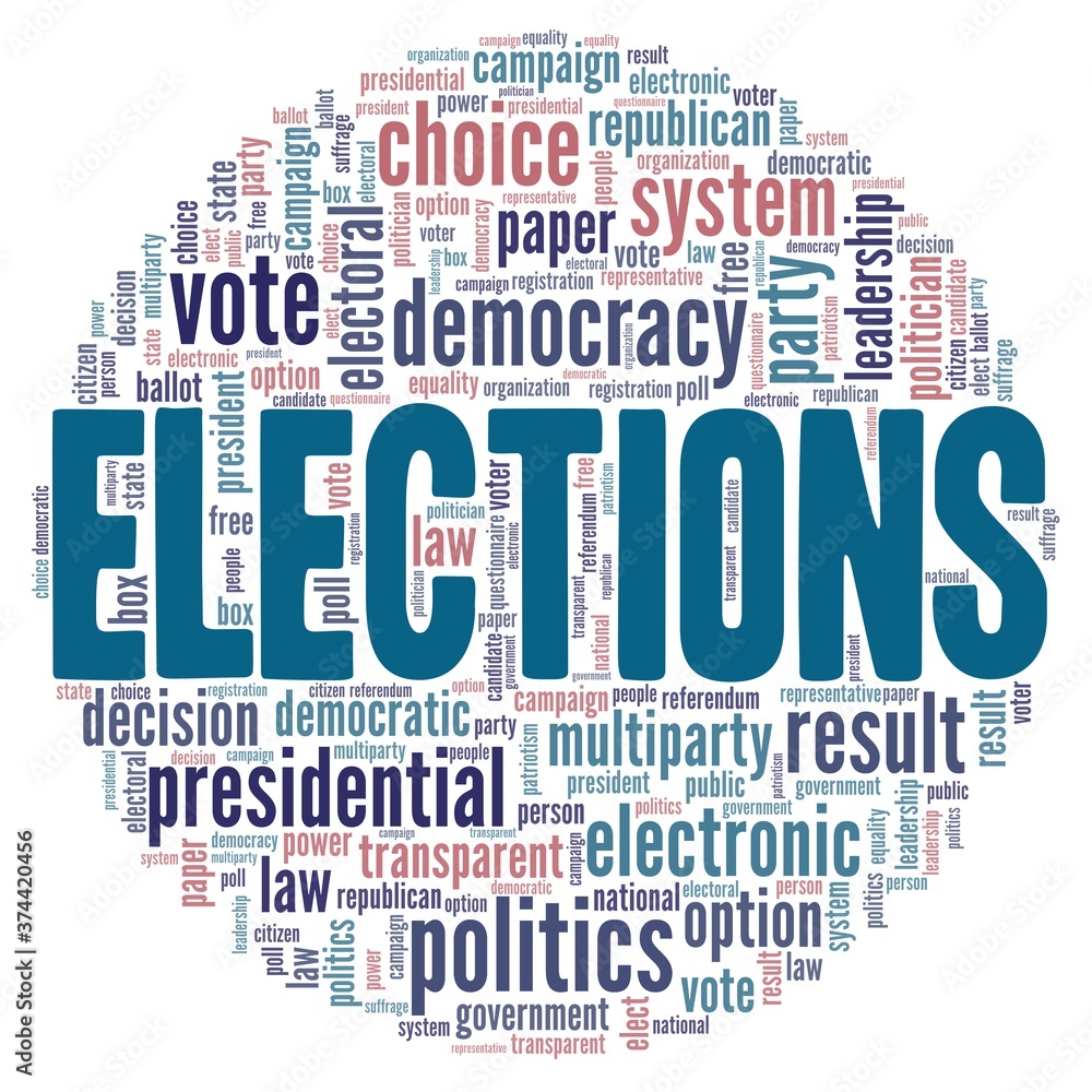 Fototapeta premium Elections vector illustration word cloud isolated on a white background.