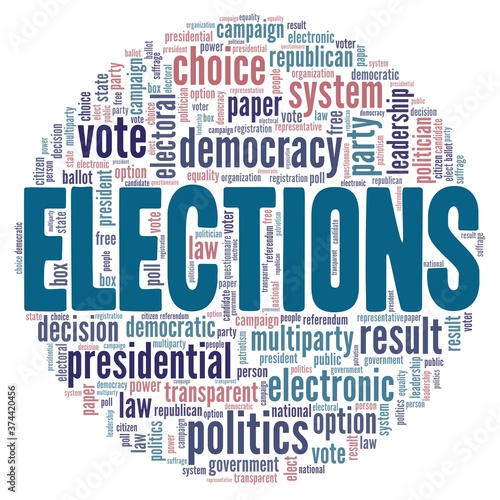 Elections vector illustration word cloud isolated on a white background.