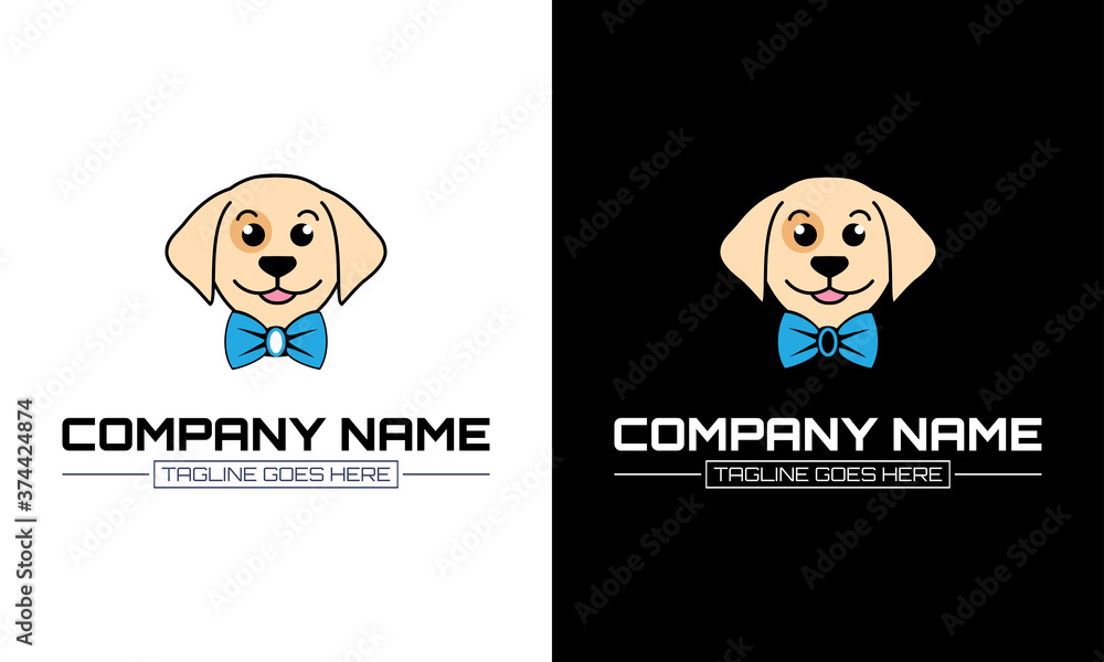 Ilustration vector graphic of cute dog head logo on black and white background Ilustration vector graphic of cute dog head logo on black and white background