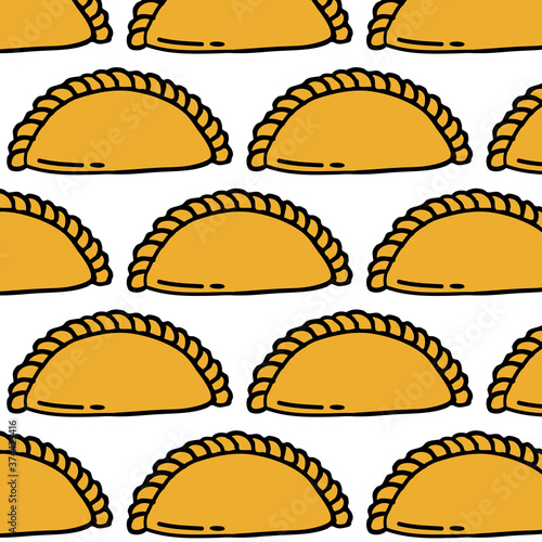 empanada seamless doodle pattern, vector color illustration