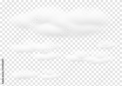 Realistic white cloud vectors isolated on transparency background, cotton wool ep60