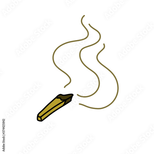 palo santo, holy wood is a wild tree from Latin America, burning stick doodle icon