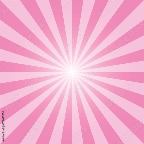 Sunburst background template design. Pink Rectangular recto backdrop. Sun ray pattern. Taffy pink sunbeam background design for various purposes.