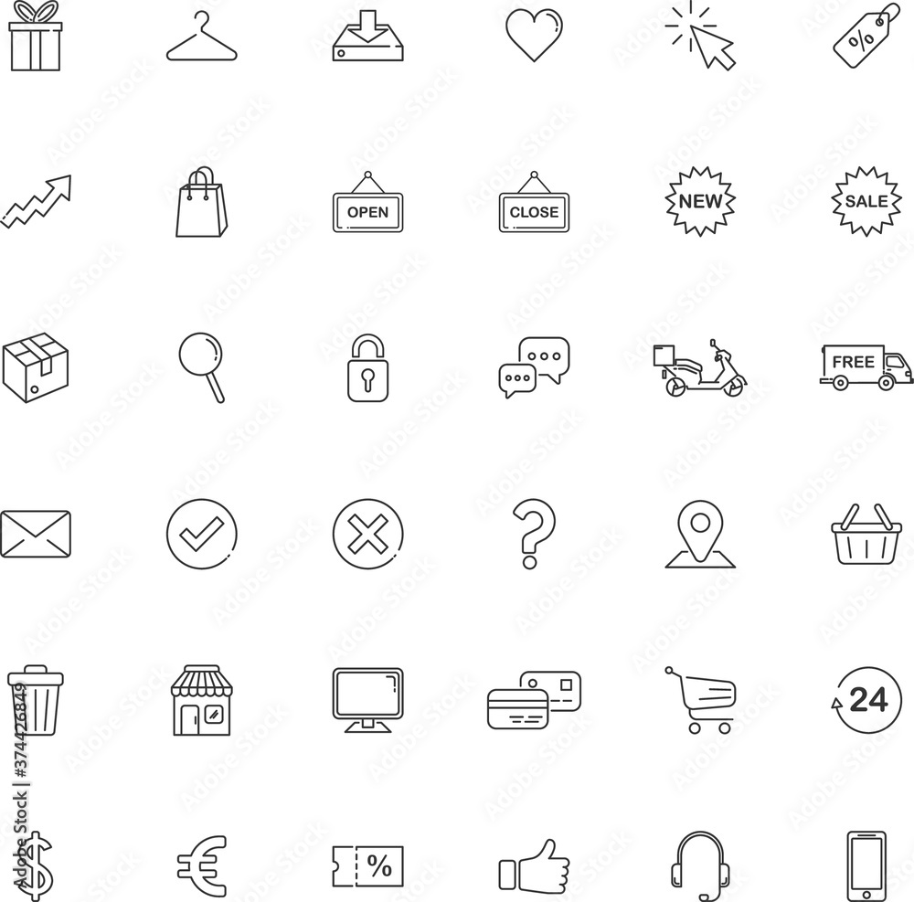 Set of outline icons for e-commerce websites or online store. Set of outline icons for e-commerce websites or online store.