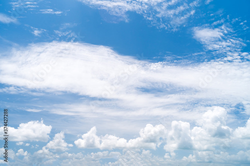 Fototapeta Naklejka Na Ścianę i Meble -  Copy space summer blue sky and white cloud background.
