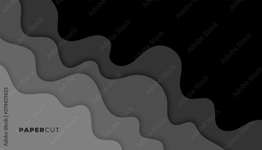black and dark gray papercut style background