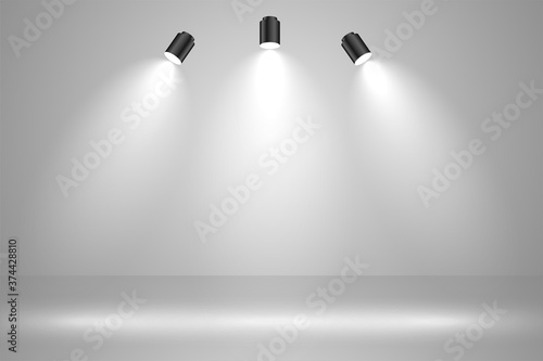 realistic studio lights empty background design