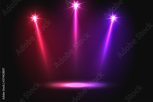 music party three vibrant falling focus light background