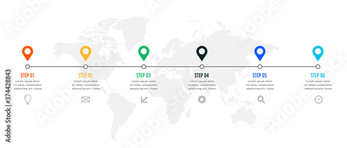 six steps timeline or milestone infographic template