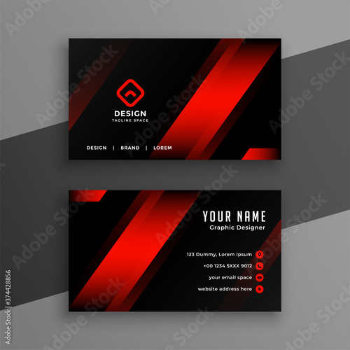 red and black geometric business card design template
