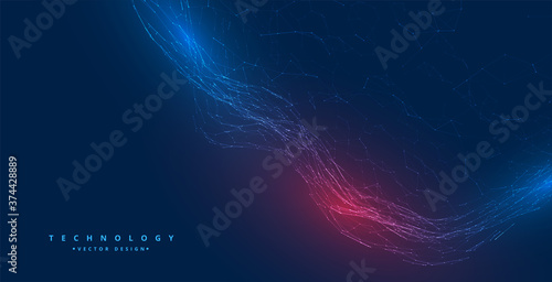 digital technology network particles wave background design