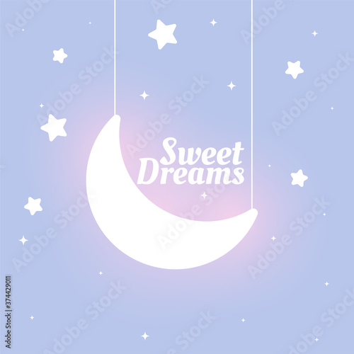 lovely kids style sweet dreams moon and stars background