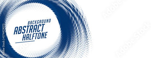 abstract swirl halftone blue banner on white background