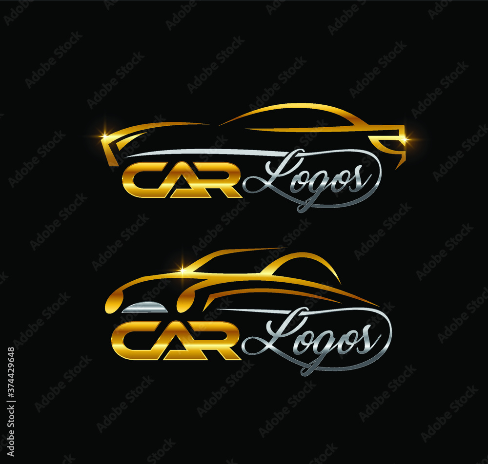Golden and silver Car Logo Sign Stock Vector Adobe Stock