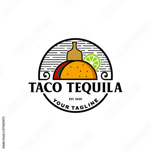 taco tequila vector logo vintage emblem