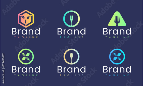 Fork, spoon, knife logo design template. Set of graphic elements, perfect for any restaurant or food business brand