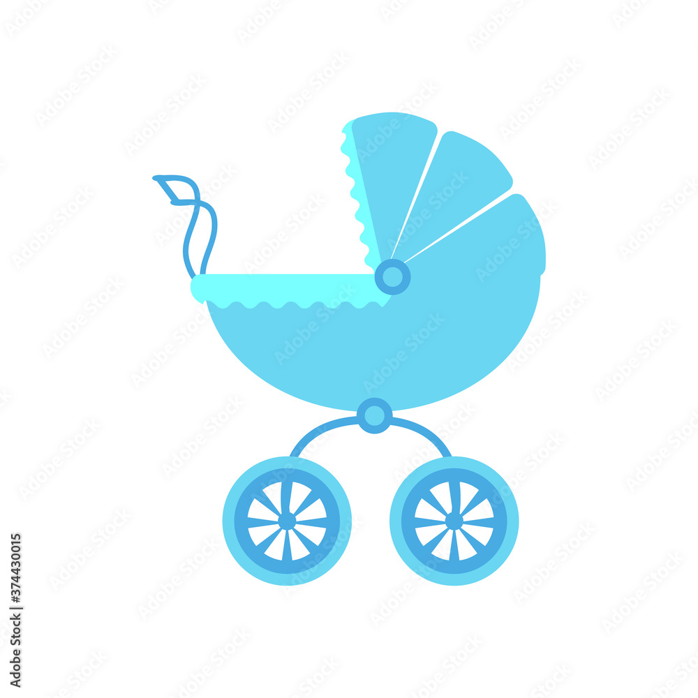 Vector illustration of a baby stroller for a boy Vector illustration of a baby stroller for a boy