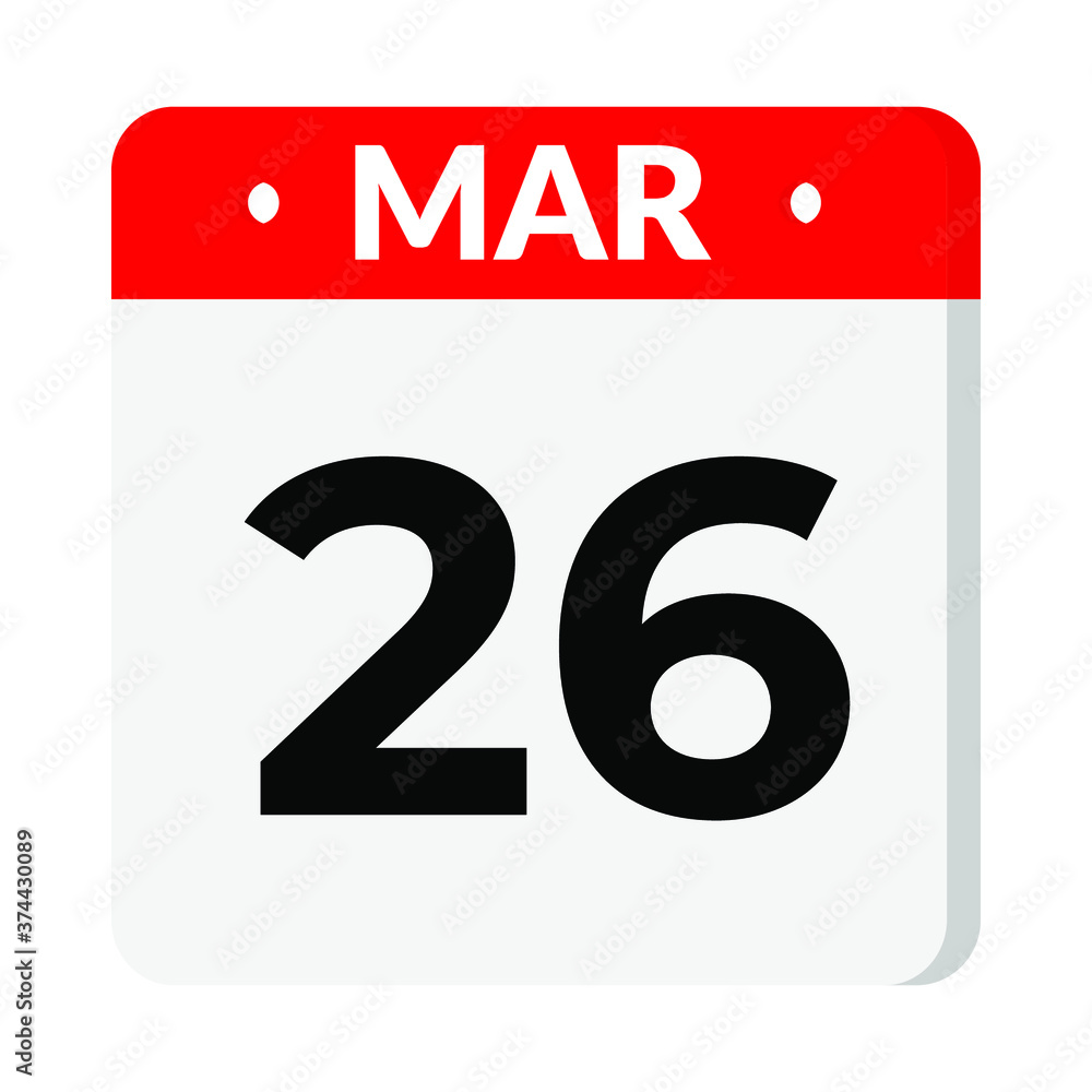 26 March calendar icon 26 March calendar icon