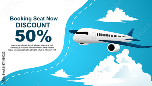 airplane discount banner vector AD223