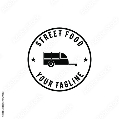 street food caravan vector logo