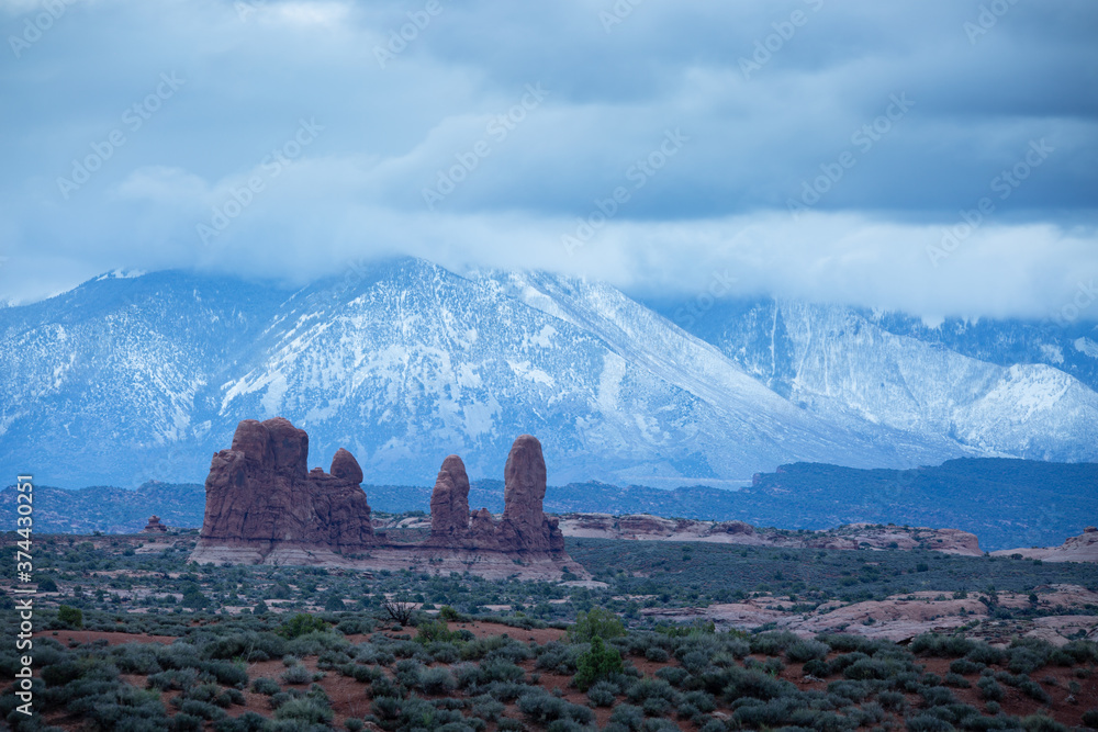 Fototapeta premium Arches National Park during Monsoon Weather