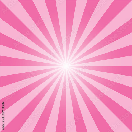 Pink sunburst recto backdrop. Creamy pink rectangular background. Sunbeam background design for various purposes.