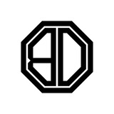 BO initial monogram logo, octagon shape, black color