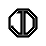 JO initial monogram logo, octagon shape, black color