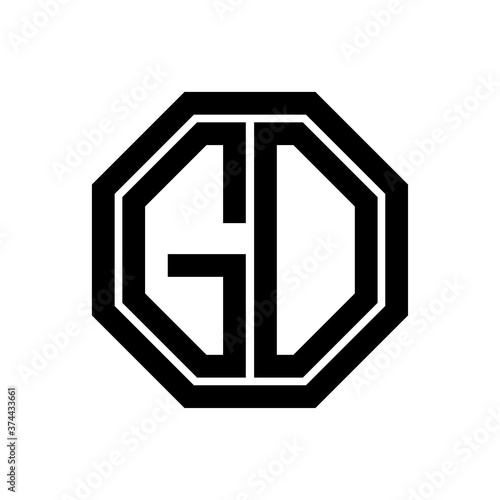 GO initial monogram logo  octagon shape  black color