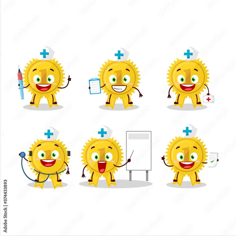 Doctor profession emoticon with gold medal ribbon cartoon character Doctor profession emoticon with gold medal ribbon cartoon character