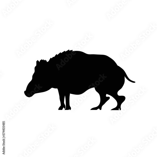 Wild boar silhouette. Vector logo of a hog.