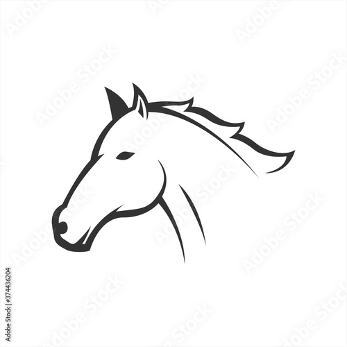 Fototapeta Naklejka Na Ścianę i Meble -  horse head vector line art illustration. equestrian sport, or strong symbol. perfect for animal farm company.