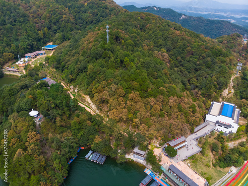 Wuhan Huangpi Mulan Tianchi Scenic Area, early autumn Aerial photography scenery photo