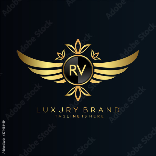 RV Letter Initial with Royal Template.elegant with crown logo vector, Creative Lettering Logo Vector Illustration.