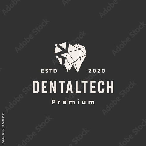 dental tech hipster vintage logo vector icon illustration