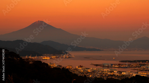 Sunrise over Fuji Mountain and Shimizu Industrial Port 4