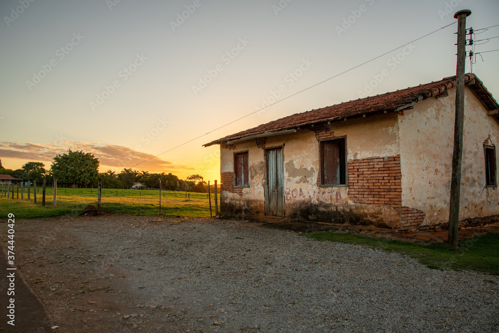 abandoned house in the morning