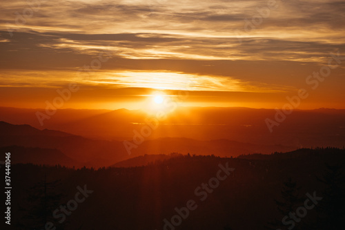 Fototapeta Naklejka Na Ścianę i Meble -  sunset over the clouds in the Black Forest
