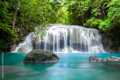 Fototapeta Naklejka Na Ścianę i Meble -  waterfall in thailand,
Erawan Waterfall, Kanchanaburi, Thailand