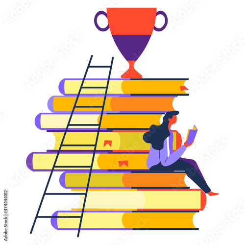 Education and knowledge obtaining, reading books and developing skills