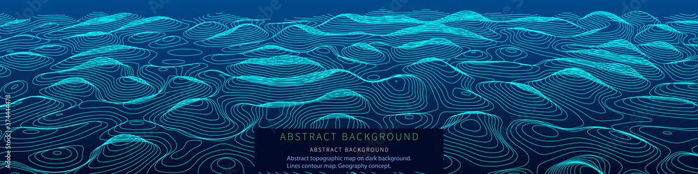 Photography Abstract topographic map on dark background