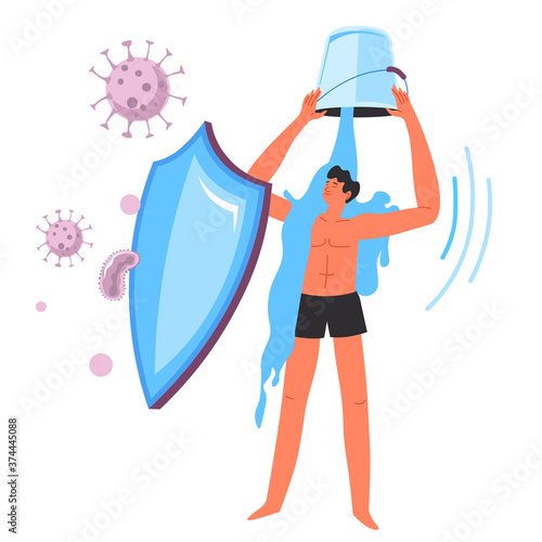 Strengthening immune system by cold water hardening in summer