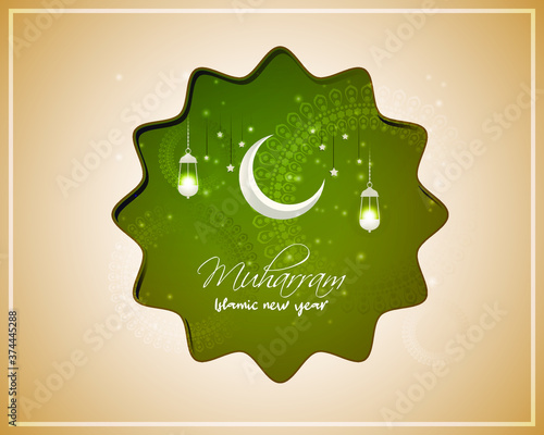 festive concept background for Islamic festival-Islamic new year, new Hijari year- happy muharram vector illustration 